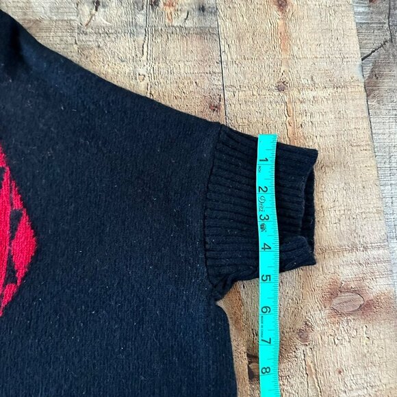 Vintage Ralph Lauren Active Hooded Poncho Sweater XL Black & Red Geometric Wool - Picture 3 of 7